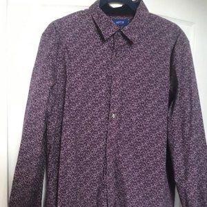 APT. 9 Men's button down casual shirt unique burgundy print